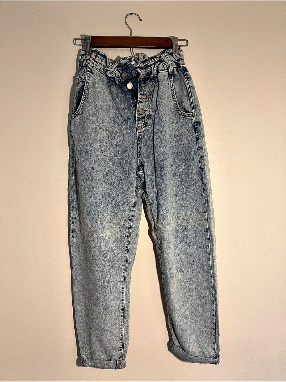 Zara Paperbag Waist Mom Jeans Blue EU 34 / USA 2